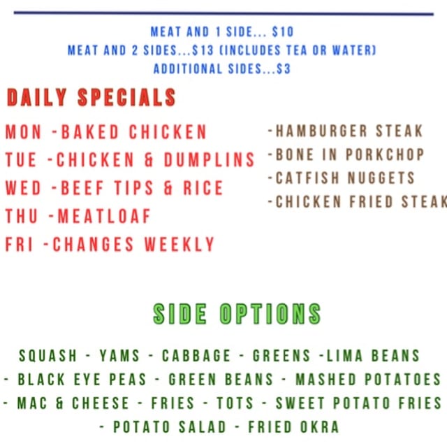 Today's Special *SUBJECT TO CHANGE*.